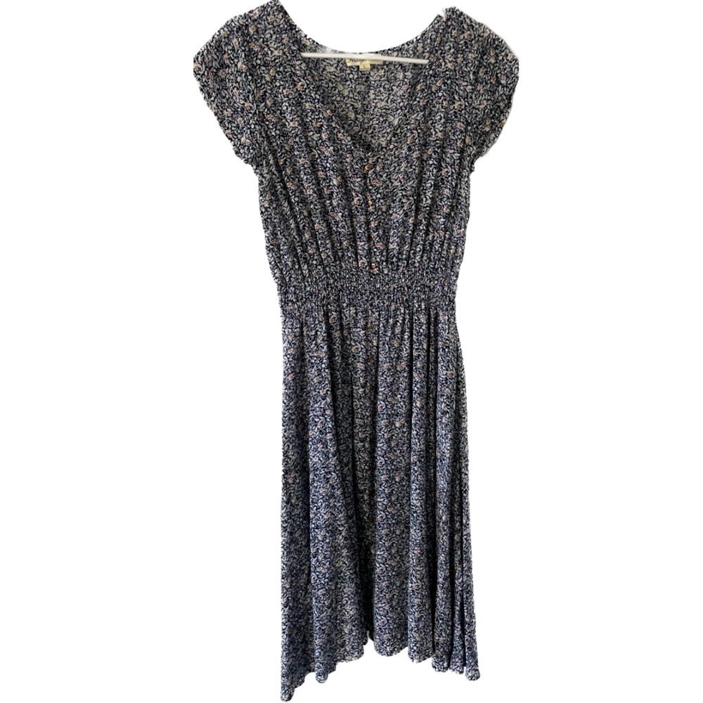 Indigo Rose floral Ditsy Boho Dress with front slit Size Large